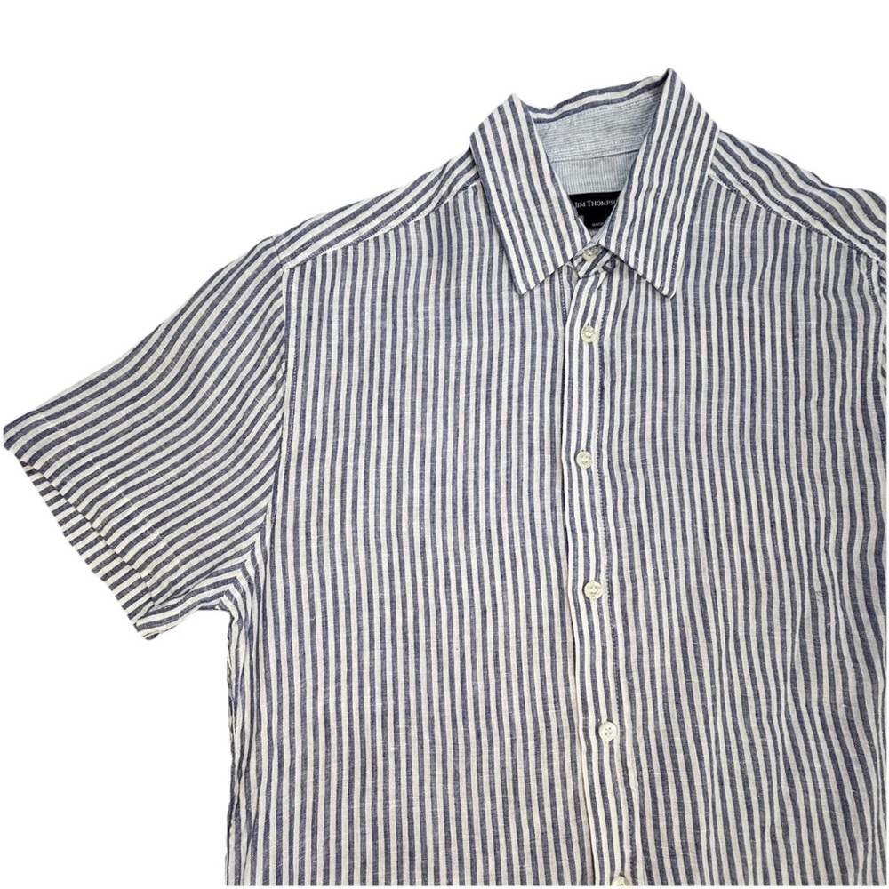 Jim‎ Thompson Irish Linen Shirt Men’s Small Blue White Striped